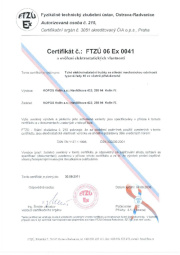 Certifikát na nebezpečí výbuchu Certifikát na nebezpečí výbuchu
