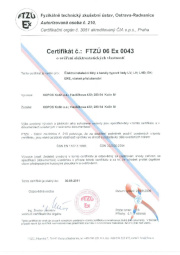 Certifikát na nebezpečí výbuchu Certifikát na nebezpečí výbuchu